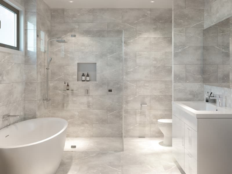 Frameless Walk-In Ensuite Tiling